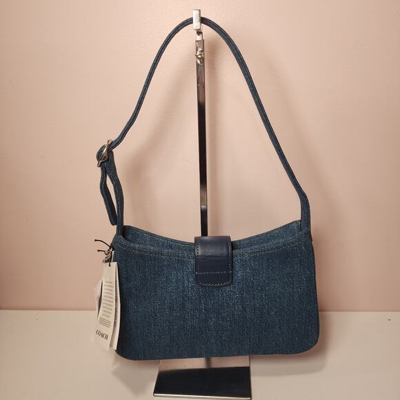 NWT Coach CAK45 Eliza Shoulder Bag In Signature Denim Silver /Indigo - Picture 3 of 8